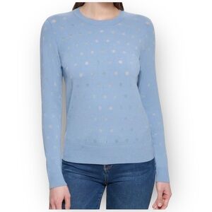 NWT Karl Lagerfeld Burnout Polka Dot Sweater – Size Small, Light Blue
